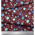 thumbnail image 3 of Soimoi Red Cotton Duck Fabric Leaves & Periwinkle Floral Decor Fabric Printed Yard 42 Inch Wide, 3 of 3