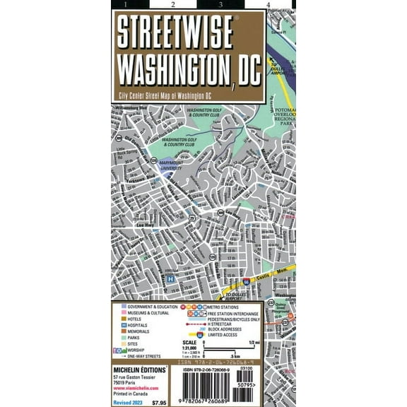 Michelin Streetwise Maps Streetwise Washington DC Map - Laminated City Center Street Map of Washington, DC, (Paperback)
