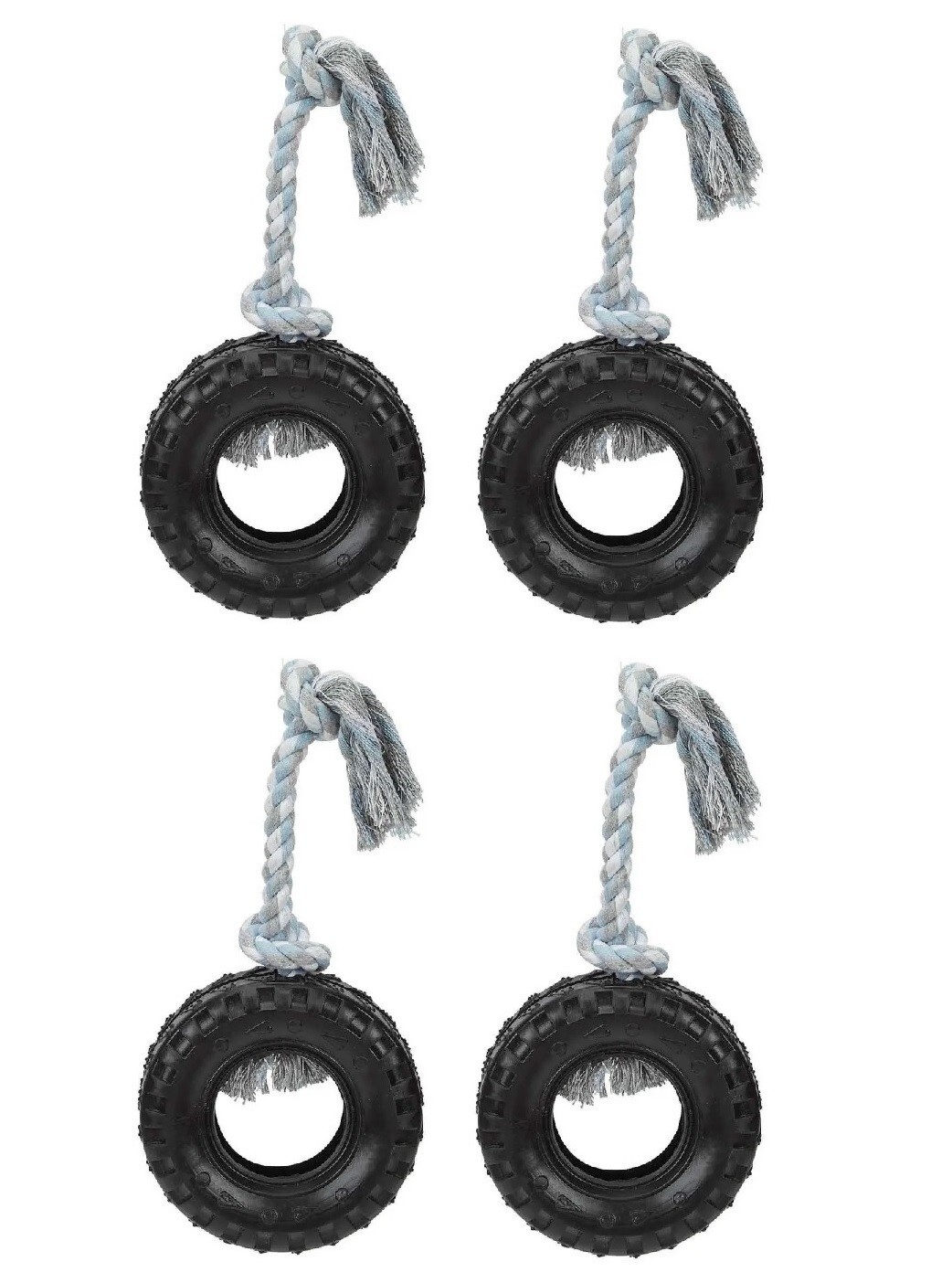 Mighty Tire Dog Toy 16" Rope Tough Rubber Textural Gum Massaging Tug Toss Fetch (3 Toys)