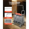 thumbnail image 2 of VEVOR Hotel Luggage Cart, 1200 LBS Load Capacity, Brushed Stainless Steel Finish Bellman's Cart, Valet Cart with Grey Carpeted Deck and 8-inch Rubber Wheels, Ideal for Hotels, Condos, Resorts, Silver, 2 of 9