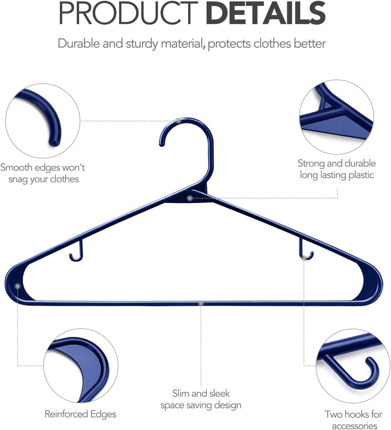 HOUSE DAY Clothes Hangers 60 Pack, Heavy Duty Plastic Hangers