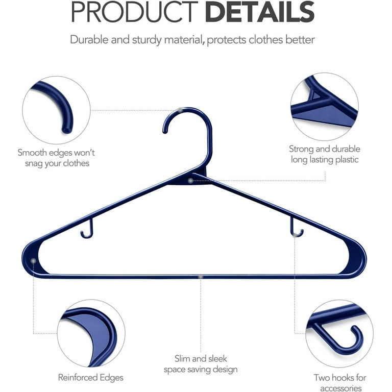 House Day Plastic Clothing Hangers, 60 Pack, Navy Blue