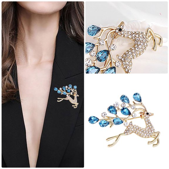 Wentin Reduced Brooch Reindeer Brooch Pin For Women Shiny Zircon Animal Brooch Pins Cute Sika Deer Brooch