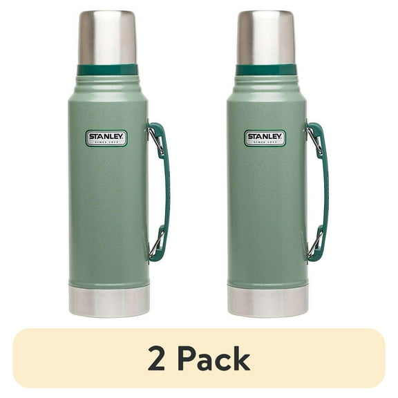 (2 pack) STANLEY Classic Vacuum Bottle, Green/Silver