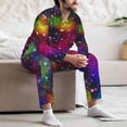 thumbnail image 7 of Fotbe Bright Universe Pattern Long Sleeve Pajama Set for Men,Sleepwear Set,2-piece Loungewear Set,Soft PJs Comfy Nightwear with Pockets-XX-Large, 7 of 7