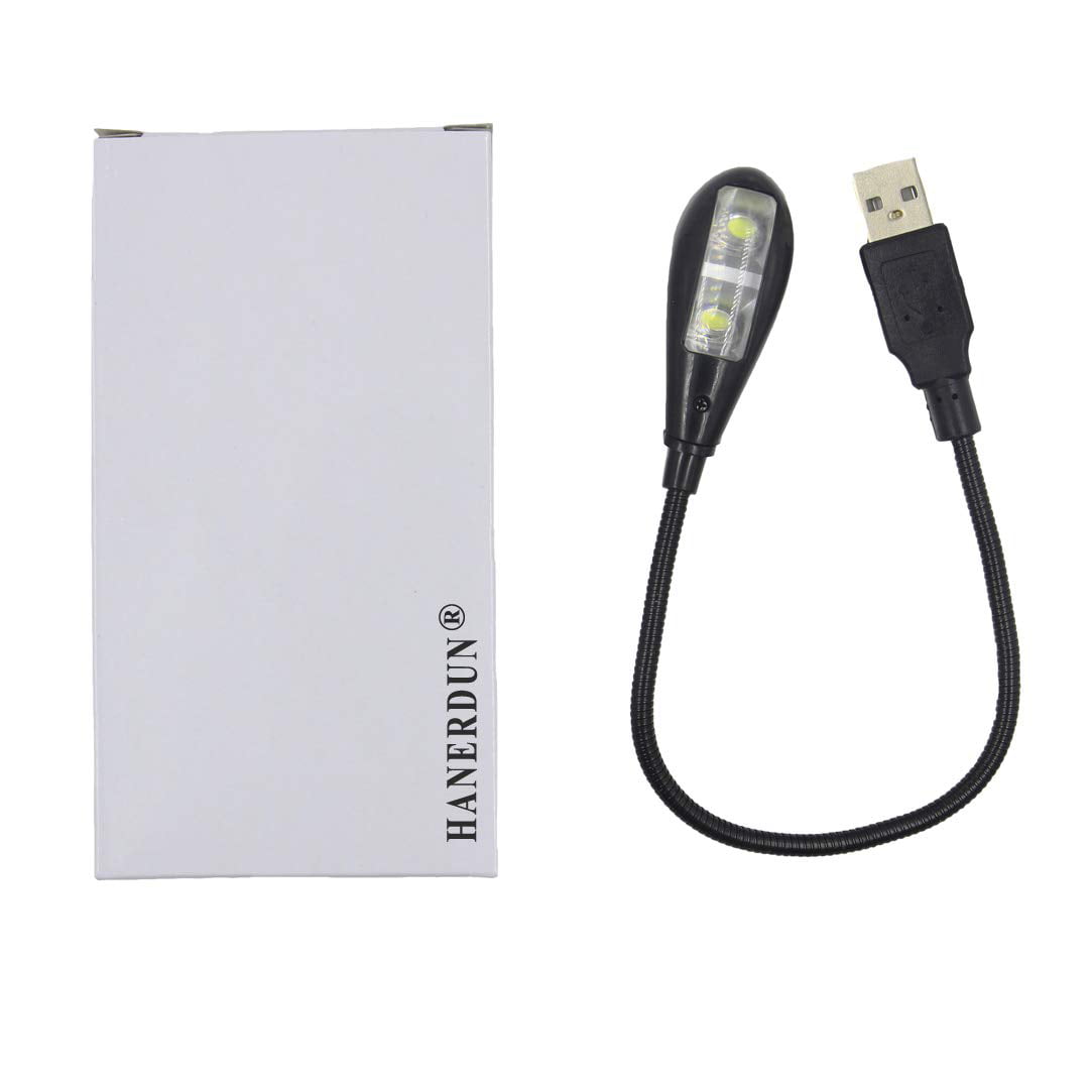 Hanerdun Bright LED USB Lamp Light Reading Lamp For Laptop Flexible Neck Black 