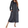 thumbnail image 2 of Clearance! Cqxid525 Terry Cloth Robes for Women Women's Flannel Robe Zipper Front Robes Full Length Bathrobe Flannel Robes Winter Warm Housecoat Nightgown Sleepwear Pajamas Soft Ladies Sleepwear 1PC, 2 of 7