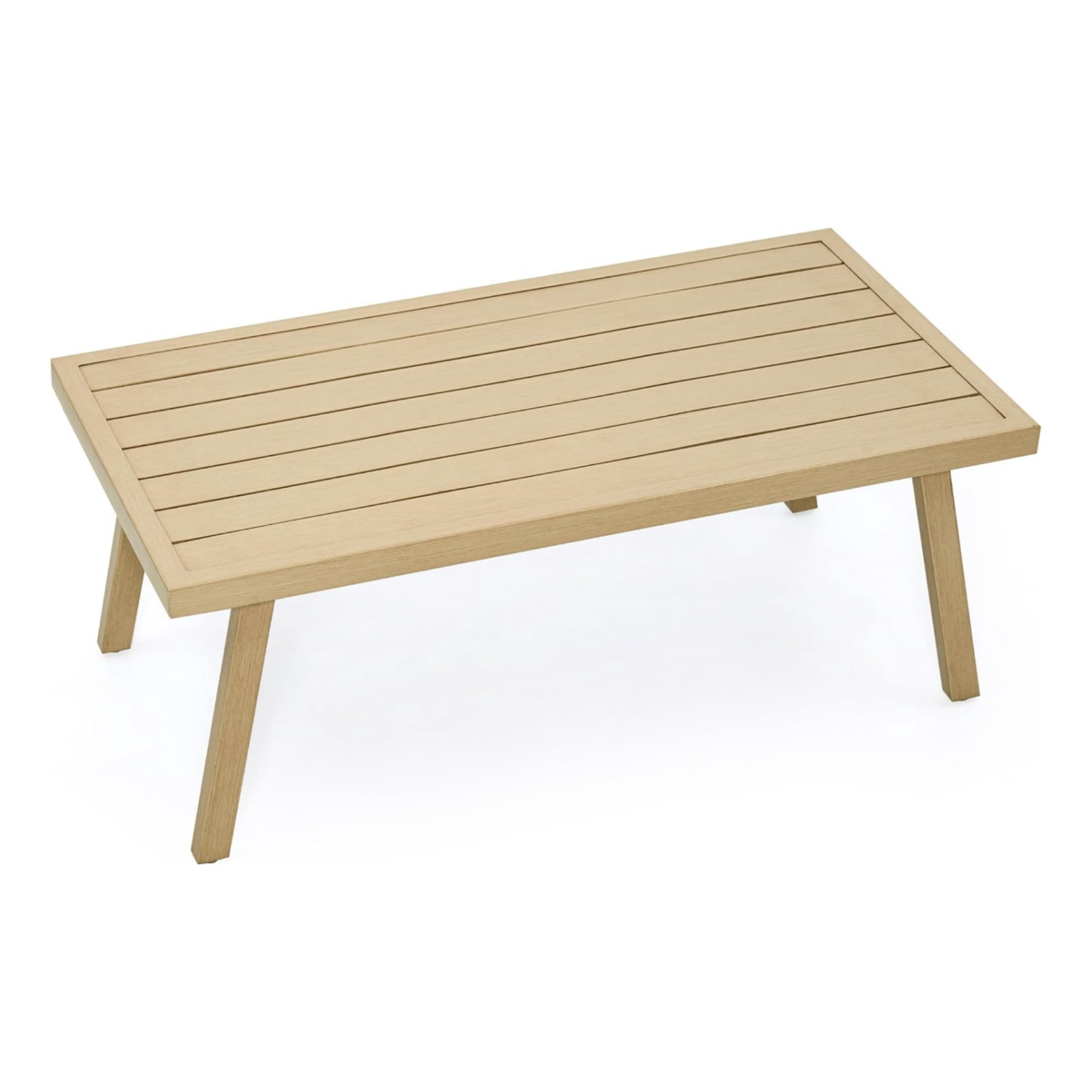 T-Patio Rectangle Outdoor Coffee Table, Aluminum Modern Accent Coffee Table, Beige, Set of 1