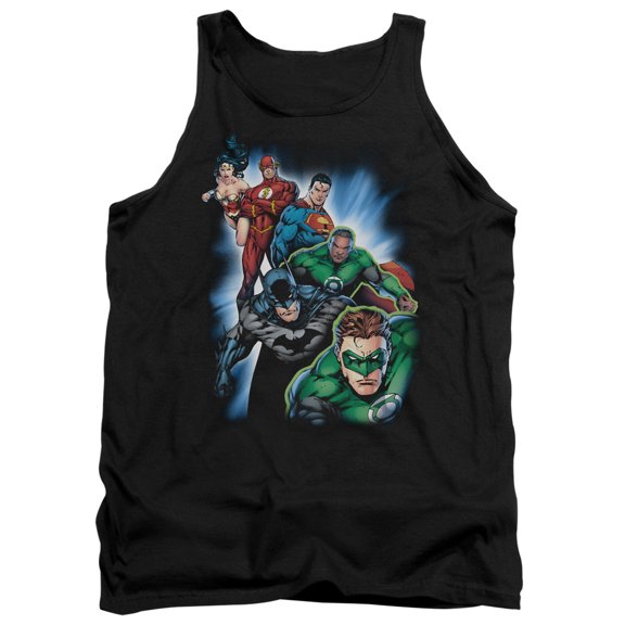 JLA Justice League Heroes Unite Adult Tank Top Black