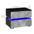 thumbnail image 3 of HOMCOM LED Nightstand Bedside Table with Drawers LED Light Grey, 3 of 10