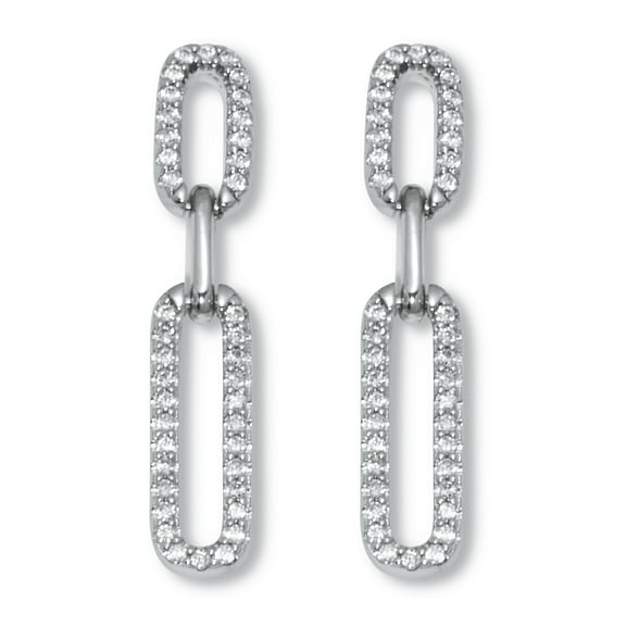 .40 TCW Round Cubic Zirconia Silvertone Link Drop Earrings