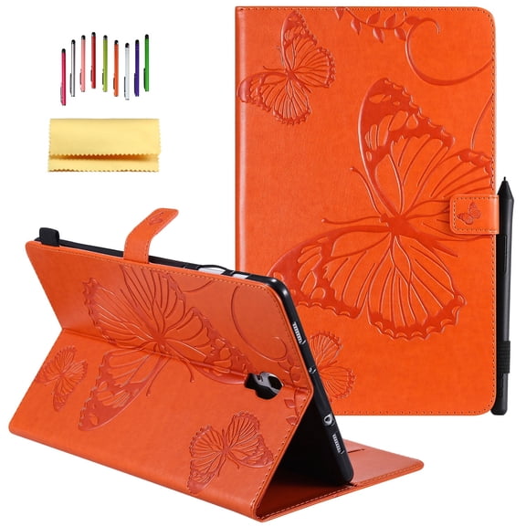 Galaxy Tab A 10.5-inch 2018 SM-T590/T595 Case,Allytech Embossed with Butterfly Folio Stand Wallet Case with Cards/Cash Holder for Samsung Galaxy Tab A 10.5-inch 2018 Release SM-T590/T595, Orange