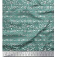 thumbnail image 1 of Soimoi Moss Georgette Fabric Leaves & Floral Block Print Sewing Fabric Yard 42 Inch Wide, 1 of 3