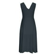 thumbnail image 4 of PENGXIANG Femmes Cocktail Robes Formelles V Cou Taille Haute Chaîne Sans Manches une Ligne Midi Robe pour Parti, 4 of 6