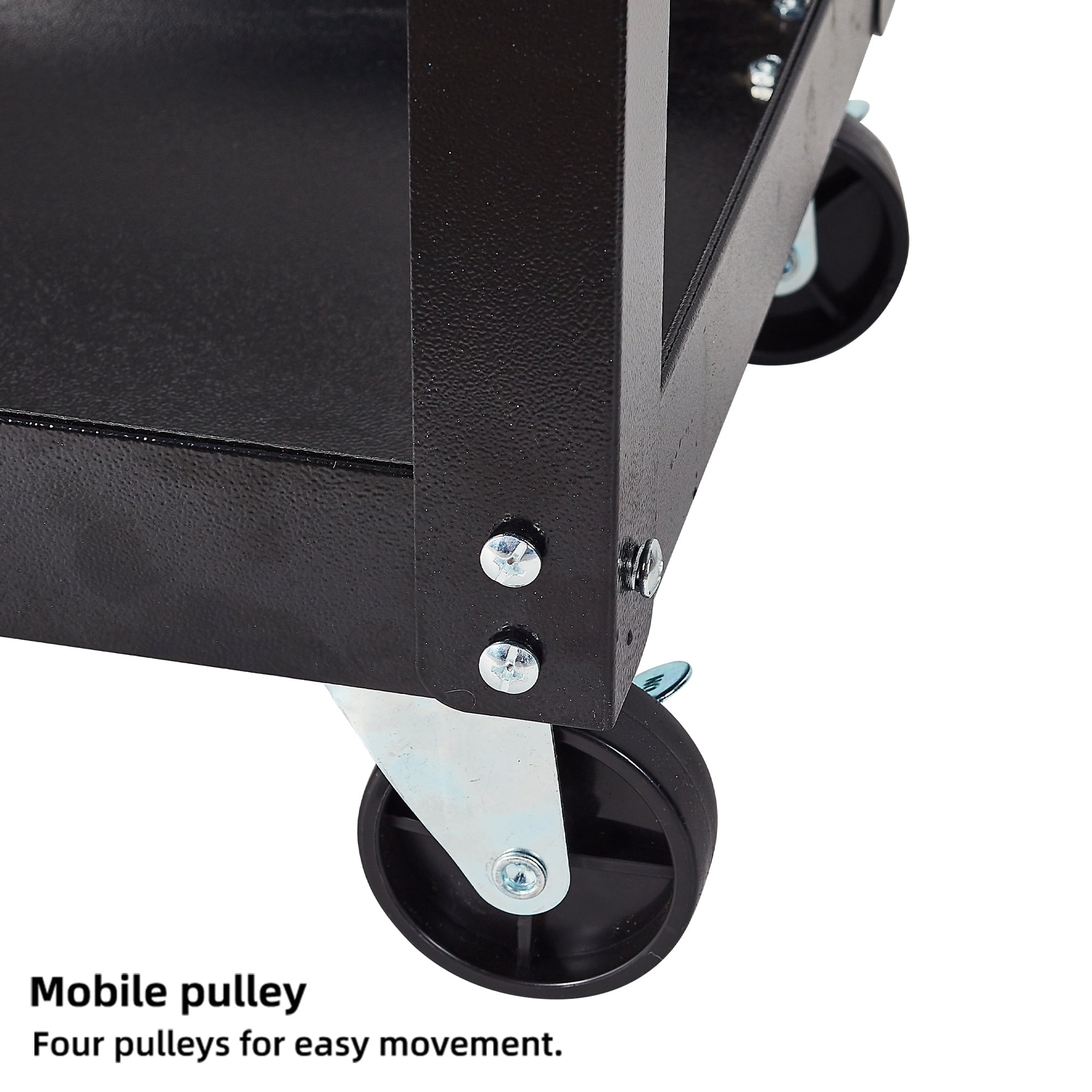 Aukfa 3-Tier Utility Cart with Wheels, 450 lb Heavy Duty Rolling Tool Cart Service Cart for Warehouse, Garage, Black