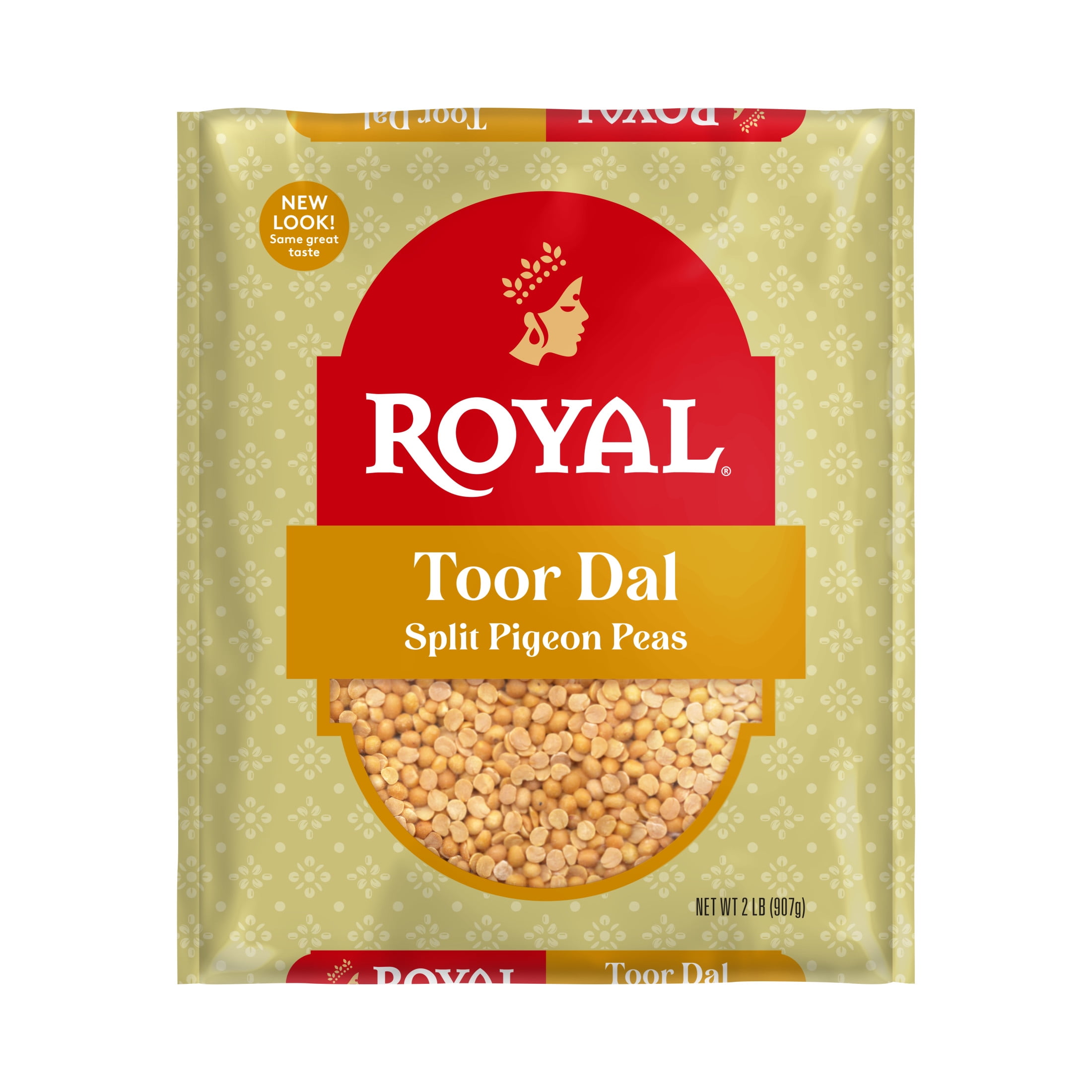 (3 pack) Authentic Royal Toor Dal or Split Pigeon Peas, 2lbs (32oz) - Protein & Fiber Rich Split Yellow Peas