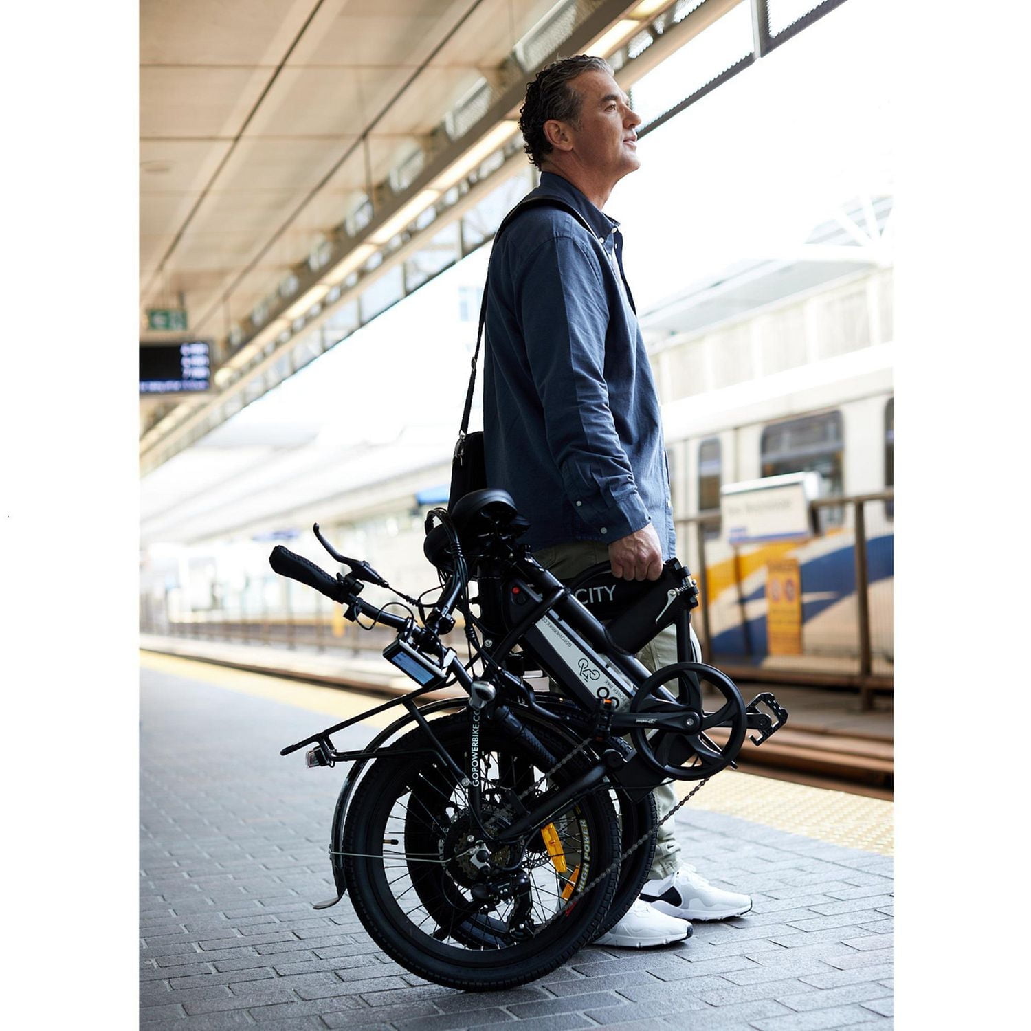 GoPowerBike GoCity Electric Bike | Adult Folding Bike, Weighs Only 46lbs | 50+ Mile Range w/ 5 Pedal-Assist Levels | 20mph Top Speed | Removable Battery | Class 1 and 2 eBike