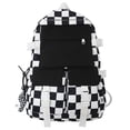 thumbnail image 1 of Mochila kawaii, mochila para estudiantes, mochila de gran capacidad, mochila para el campus con cuadros en blanco y negro, linda para niñas, 1 of 6