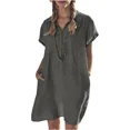 thumbnail image 1 of JUNWELL Nouvelle Chemise en Lin de Coton Robe de Poche Jupe de Plage Robe Décontractée Confortable et Doux à la Mode et Polyvalent, 1 of 7