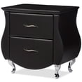 thumbnail image 1 of Baxton Studio Erin 2 Drawer Faux Leather Nightstand in Black, 1 of 4