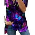 thumbnail image 4 of Gvmfive Women Summer Short Sleeve Cold Shoulder Tops V Neck Zipper Tunic Blouse, 4 of 4