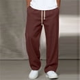 thumbnail image 2 of SAWOBUUN Men's Cotton Pants Relaxed Fit Casual Summer Pants Drawstring Elastic Waist Trousers, 2 of 9