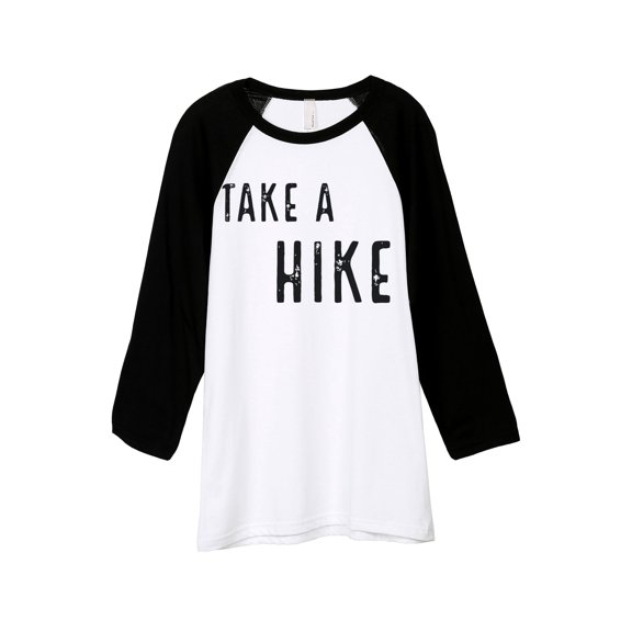 Thread Tank Take A Hike Unisex 3/4 Sleeves Baseball Raglan White Black Small