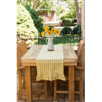 Yellow Ruffled Gingham Table Runner