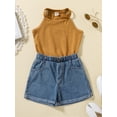 thumbnail image 2 of Bagilaanoe 2pcs Kids Toddler Girls Summer Outfit Sets Sleeveless Tank Tops Casual Denim Shorts for 1-6 Years, 2 of 9