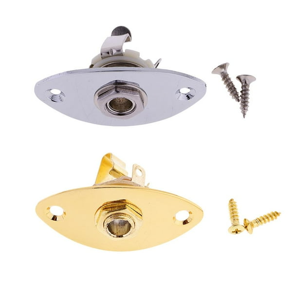 2 Piezas de Guitarra Eléctrica , Chaqueta de Bajo, licencia , En de Salida con Tornillos, Piezas de Repuesto, Plateado + Dorado, 1 shamjiam Placa de enchufe de chaqueta de guitarra