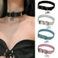thumbnail image 2 of Yesbay Women Choker Necklace Bone Charm Multi Holes Adjustable Length Metal Buckle Artificial Leather Short Necklace, 2 of 8