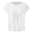 thumbnail image 4 of AOMPMSDX Womens Tank Tops Solid Color Sequin Top Shirt Vest Round Neck Topgreat Daily Wear For Women 2024 Wardrobe White Sleeveless Basic Camisole Top S, 4 of 5