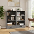 thumbnail image 4 of Topcobe 48" Tall 4 Tiers Wood Bookcase with Drawer, Corner Storage Organizer for Bedroom Home Office, Gray, 4 of 8