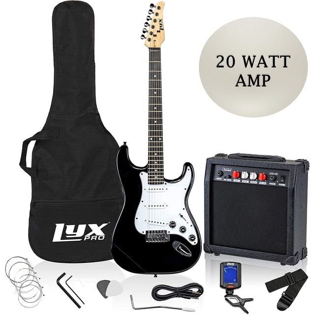 LyxPro Beginner 39” Electric Guitar & Electric Guitar Accessories, Black