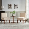 thumbnail image 3 of Zechuan 3 Pics Dining Table Set with Round Table and 2 Upholstered Chairs for Small Spaces, Beige, 3 of 10