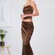 thumbnail image 4 of Conjunto De Falda Larga Con Top De Tirantes Mujeres Cami Top Maxi Hip Wrap Falda con cordones Y2k Slim Party Clubwear (Café M) Ygjytge para Mujer Café T XL, 4 of 7