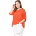 thumbnail image 2 of GRACE & GRANDEUR Blouse à Encolure en V Fendue à Manches 3/4 pour Femmes Grande Taille, 2 of 7