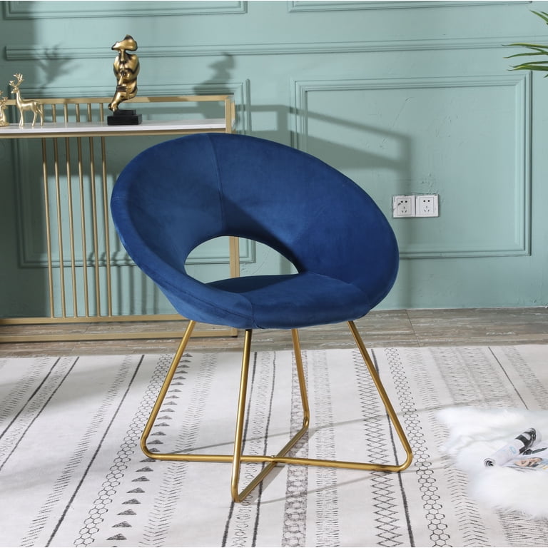 Roundhill Furniture Slatina Velvet Upholstered Accent Chair, Blue photo 8