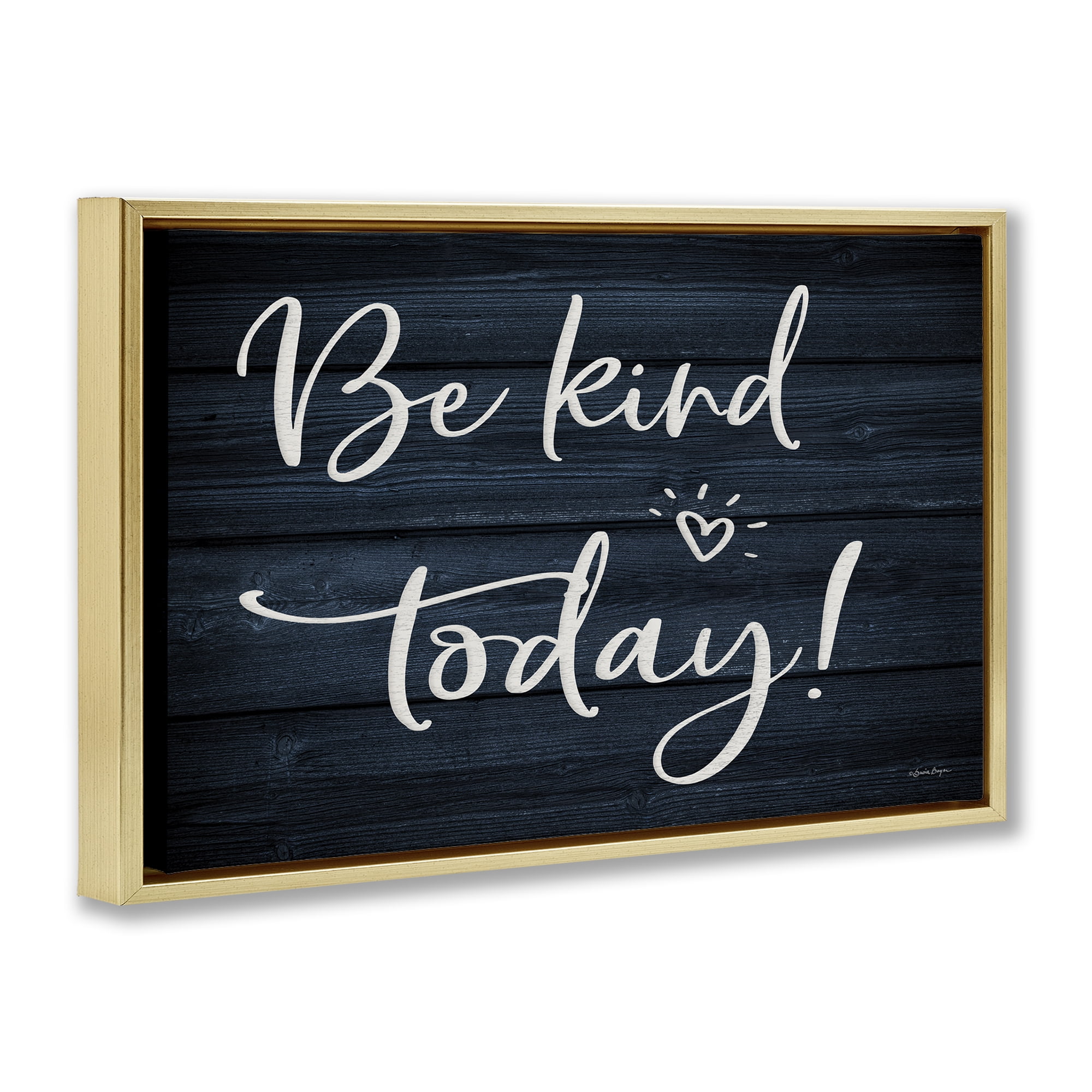 Stupell Industries Be Kind Today Text & Numbers Painting Gold Floater Framed Canvas Art Print Wall Art, 25 x 17