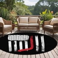 thumbnail image 4 of Round Rug 6Ft Washable Non-Slip, Black American Flag Circle Area Rugs for Living Room Bedroom, Vintage Red Hockey Star Strip Flag Indoor Floor Mats Carpet Runner for Home Decor Aesthetic, 4 of 8