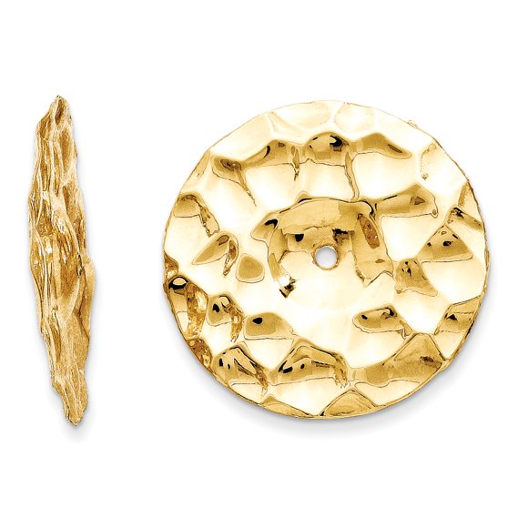14k Polished Hammered Disc Earring Jackets E896J