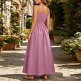 thumbnail image 6 of Hulanddfd Women's Dress Summer Camisole Ruched Front-Tie Button Cinched Waist Solid A-Line Maxi Dress Pink Size M, 6 of 8