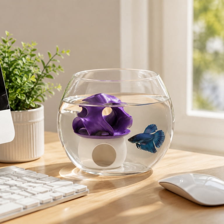 betta fish bowl accessories Small Tank Glass Fish Bowls for Betta Fish Goldfish, Aquaponic Fish Tank and Plants Cuttings Planter Terrarium Desktop Decorations Gifts : Pet Supplies The bottom of the bamboo frame has black non Aqueon 0.5-Gallon Betta Bowl Desktop
