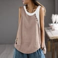 thumbnail image 7 of Aboser Retro Tank Tops for Women Plus Size Casual Sleeveless T Shirts Breathable Cotton Linen Shirt Loose Color Block Blouses Comfy Round Neck Tee Top, 7 of 7