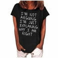 thumbnail image 2 of Ohufall Tops Women's Casual T-Shirt Funny Letter Printed Short Sleeve Tees Top Black S, 2 of 4