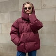 thumbnail image 2 of BangWanChi Womens Coats Winter Clearance Women's Fall And Winter Loose Cotton Jacket Loose Coat Tops Long-sleeved Cotton Clothes, 2 of 5