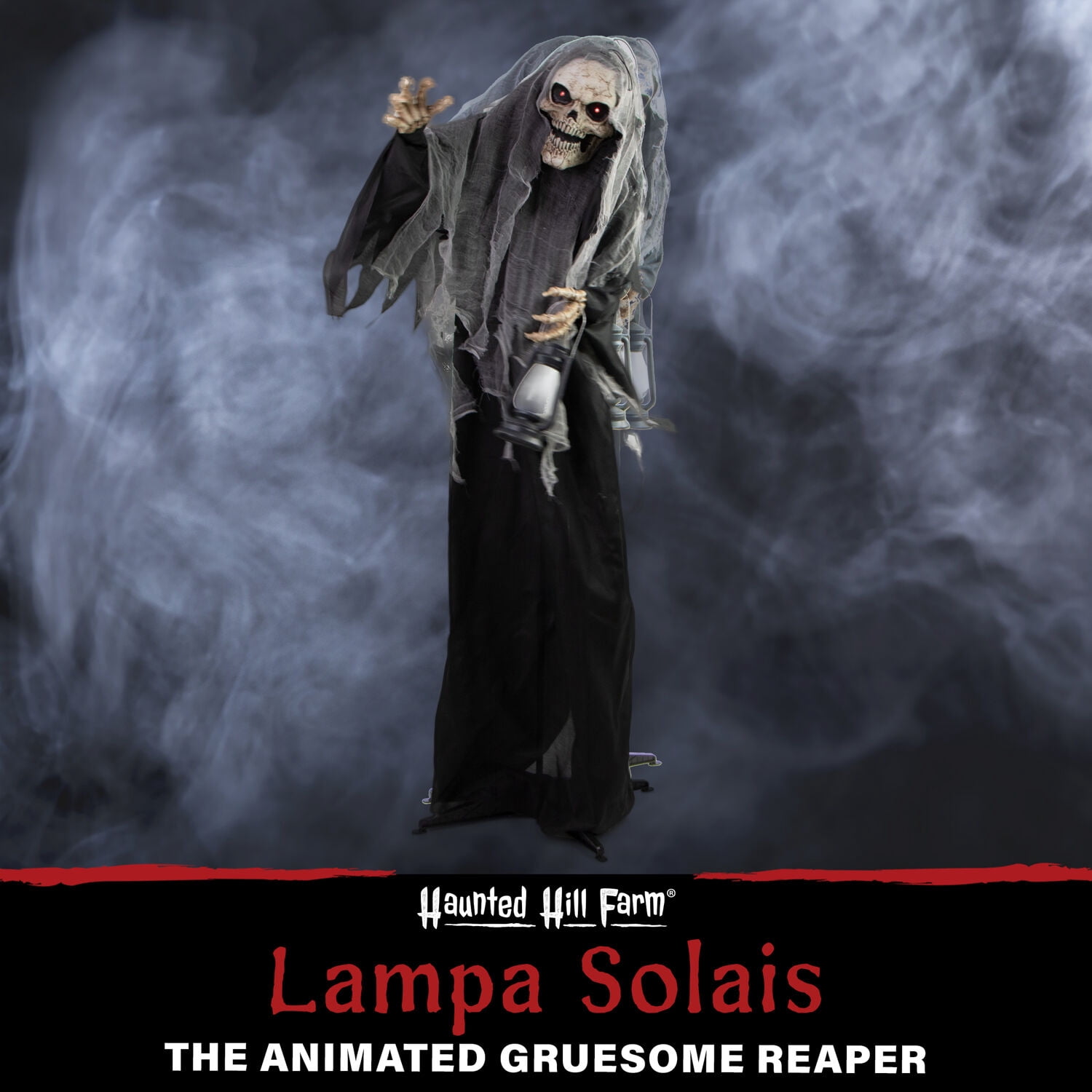 Haunted Hill Farm 5.9 ft Lampa Solais the Animated Gruesome Reaper, Indoor/Covered Outdoor Halloween Decoration, HHRPR-24FLSA