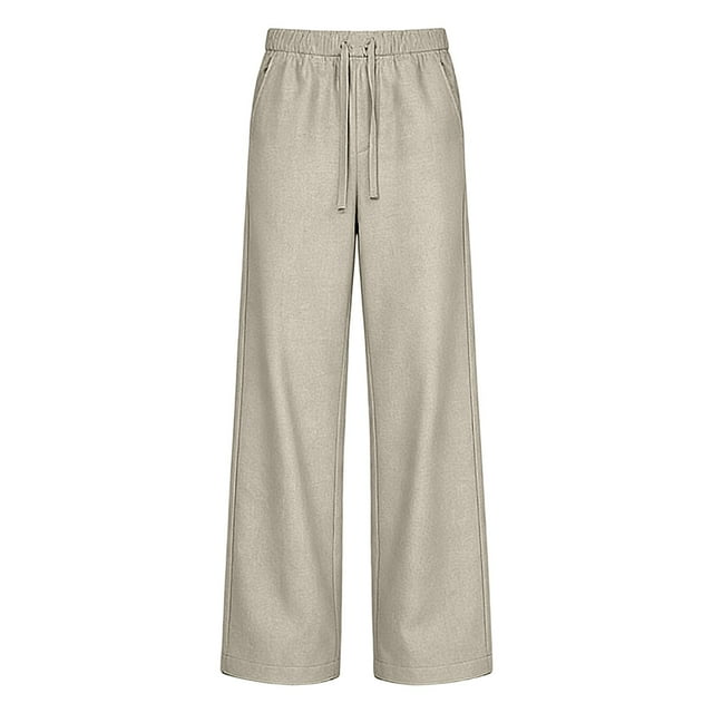 European Casual Pants for Men with Loose Straight Leg and Mid Rise Long Length Solid Color Everyday Wear for Daily Casual Outings