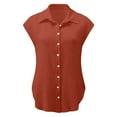 thumbnail image 3 of UPPADA Womens Sleeveless Button Down Shirts Lapel Collared Blouses Casual Office Shirts Basic Solid Color Tank Tops Orange,S, 3 of 6