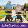 thumbnail image 4 of KEKOY Walkers for Seniors Foldable Mobility Rollator with Seat 350 lb, Adjustable Handles and Backrest Height, Adult Aluminum Rolling Walker, 8" Big Wheels, Yellow, 4 of 8